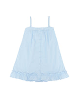 Button-up ruffle dress / sky blue
