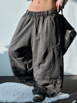 Low Button Pig Light Belted Wide Long Pants 3 Colors 