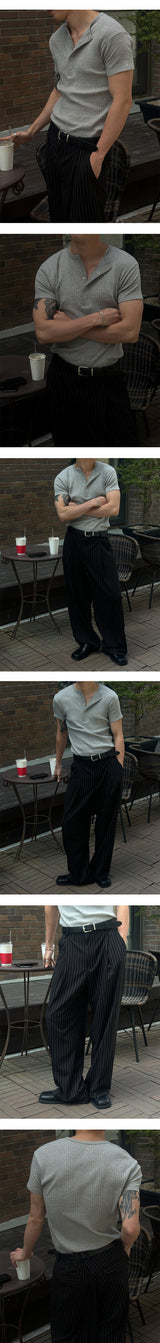 [S/S] High ribbed henry neck half knit(3color)
