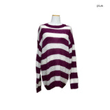 (3color) アルパカボーダールーズフィットロングニット