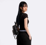 Stretch Cotton Slim Short Sleeve T-shirt Cross Black