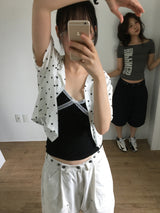V-cut lace sleeveless (4color)
