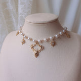 Dear and Star Pearl Necklace - Gold Color