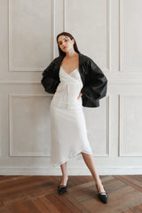 Lisha wrap long skirt (white)