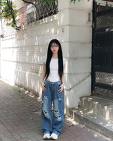 Nippen Damaged Wide Denim Pants