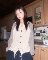 (2color) Waffle Raglan Hood Cardigan