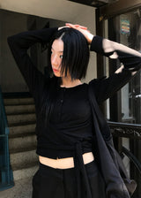  STRAP TIE BUTTON CARDIGAN