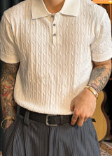 S/S Cable Collar Short Sleeve Knit 8COLOR