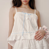 Ribbon Frill Sleeveless (White)