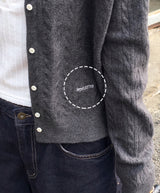 #Mood Cable Lettering Embroidery Round Cardigan (6color)