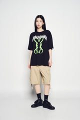 25SS ネオンエイリアンラビットショートスリーブTシャツ ブラック