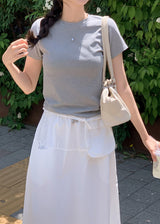 Simple & Basic Round Short Sleeve T-shirt (6color)