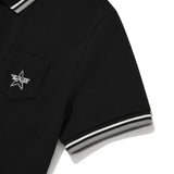 BUTTON POINT SLIM FIT COLLAR T-SHIRT - BLACK  