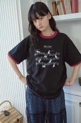 26SS★ Cats Music Ringer Short Sleeve Tee