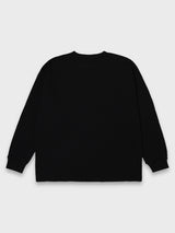 スカルワッフル長袖Tシャツ - ブラック