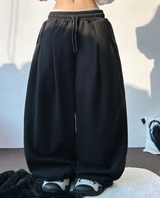10000SOLD❤ FRONT TWO PINTUCK BALLOON WIDE  OVER PANTS 🩶🖤2COLOR 🩶S-XL