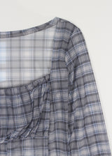 PLUMP CHECK SHIRRING TEE