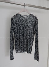 leopard leopard see-through T-shirt