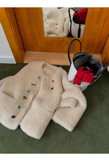 wool kitsch button round fur jacket