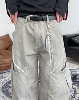 Arc line curved cotton pants