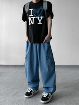 Color string wide cargo pants