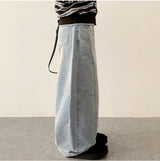 Jian Curve Slit Baggy Balloon Wide Denim Pants