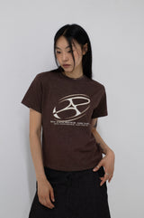 Big Graphic Logo Crop Tee Brown