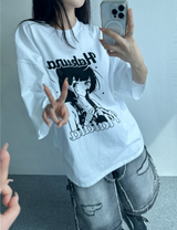 オーバーワイドカリカチャーショートスリーブ🩷🩶🤍 - 3 カラーズ