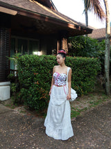 eyelet cancan maxi long skirt