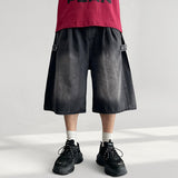 Meto waistband side snap denim Bermuda pants (5 colors)