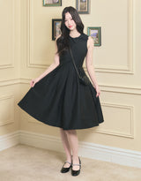 [LADY LINE] Ophelia Ribbon Point Sleeveless Midi Balloon Dress Black