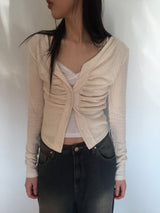 Shirring V-neck cardigan (4 colors)