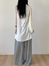 Rose String Stripe Wide Pants