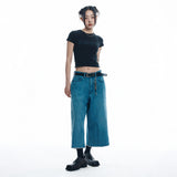 Cut-off Capri Denim Pants - MEDIUM BLUE