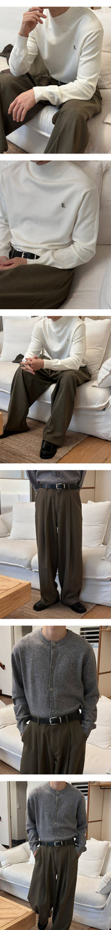 [SET UP가능] Deep one tuck wide slacks(2color)