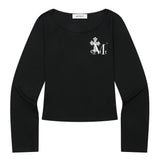 SAHARA LEOPARD CROSS U-NECK SMALL LOGO LONG SLEEVE T (2Color)