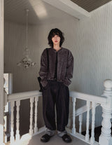Lining roll-up balloon fit raw denim