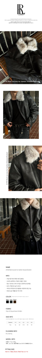 [F/W] Real raccoon fur leather blouson(3color)