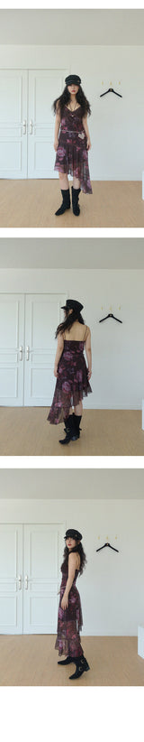 CHAMPAGNE FLORAL UNBALANCE DRESS