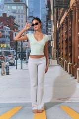 Monica V-Neck Tee (Cream Mint)