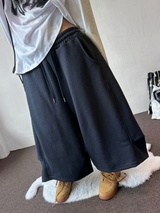 Coller Curved Side Pintuck Balloon Bermuda Shorts 3color