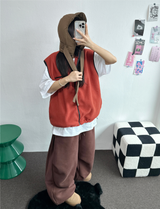シープフリース🐑🧸スナップツーピンタックストリングバルーンワイドロングパンツ 🧸🩶🖤💚4カラー