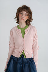 Slim round cardigan_pink