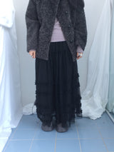 Cloud chiffon frill long skirt