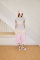 KIRI SKULL PATCH SWEAT BERMUDA SHORTS (PINK)