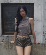 Beaded Pearl Shorts - Brown