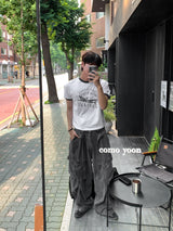 [Shoulder +3cm] Vintage Plain Ringer Short Sleeve T-Shirt