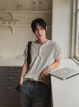モダンワッフルヘンリーショートスリーブTシャツ