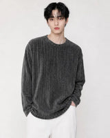 (UNISEX) ベロア リブド ラウンド ロングスリーブ