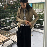 フェモビンテージハイネックカラーボタンコットンジャケット
